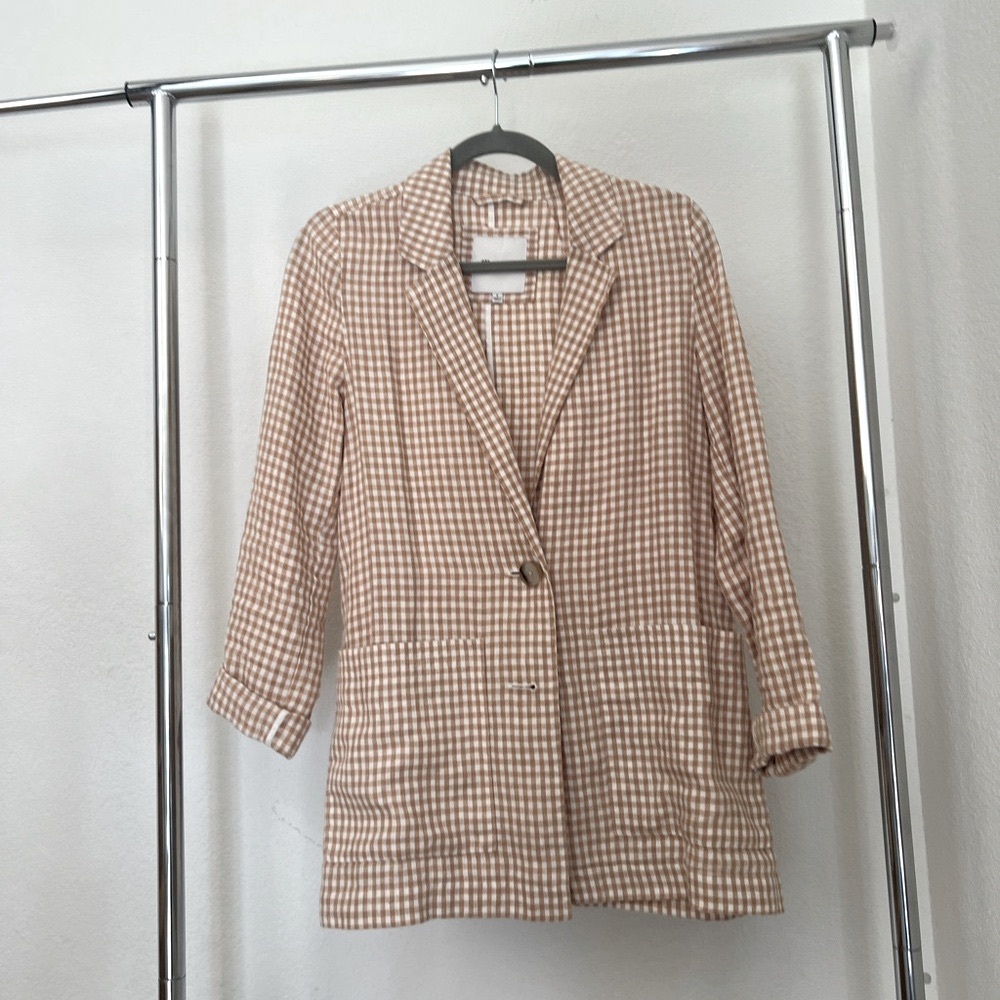 Madewell Dorset Gingham Check Linen Blazer Small
